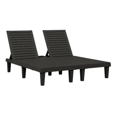 vidaXL Double Sun Lounger Sun Bed Chaise Lounge Day Bed Black Polypropylene