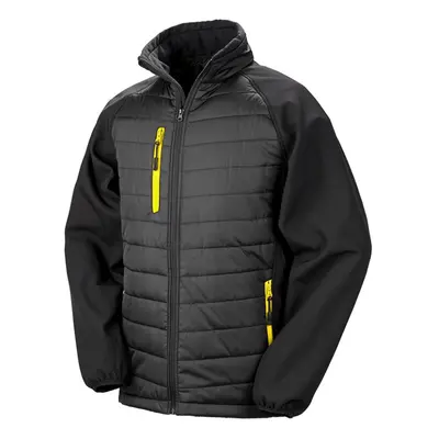 (M, Black/Yellow) Result Mens Black Compass Padded Soft Shell Jacket