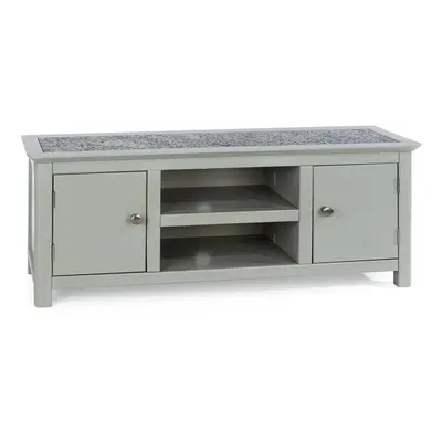 Grey Stone Topped Modern TV Unit Wide Drawer Storage Shelf Living Room Furniture