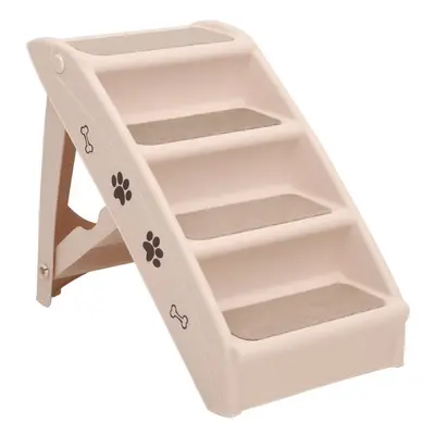 vidaXL Folding Dog Stairs Cream Non-skid Pet Furniture Puppy Step Ladder Ramp