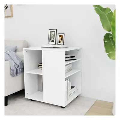 vidaXL Rolling Cabinet White Engineered Wood Drawer Rolling Office Cabinet