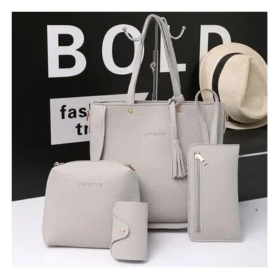 (Gray) PCS Handbags Tassel Shoulder Bags Elegant Clutches Bags Wallets Card Holder