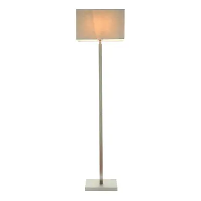 Floor Lamp Light Matt Nickel & Grey Fabric 60W E27 Standing Base & Shade