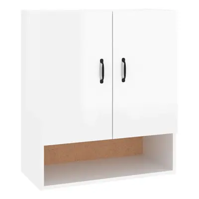 vidaXL Wall Cabinet High Gloss White Engineered Wood CD Cabinet Wall Storage