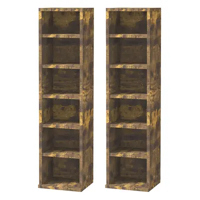 HOMCOM Set of CD Storage Units with Adjustable Shelves Rustic Brown