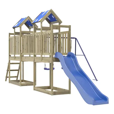 (solid impregnated wood) vidaXL Outdoor Playset Garden Playhouse Playground Equipment Solid Wood