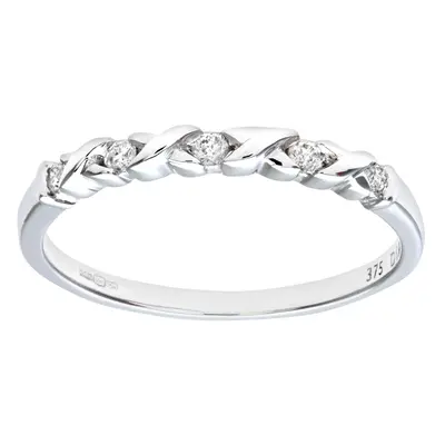 (J) Jewelco London 9ct White Gold 0.10ct Diamond Kiss Eternity Ring