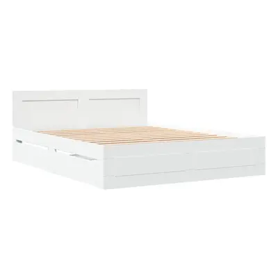 vidaXL Bed Frame with Headboard Bed Base White 160x200 cm Engineered Wood