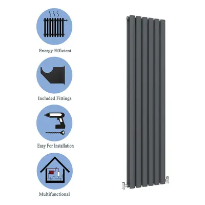 (Double, 1800x354mm) Anthracite Central Heating Oval Column Radiators