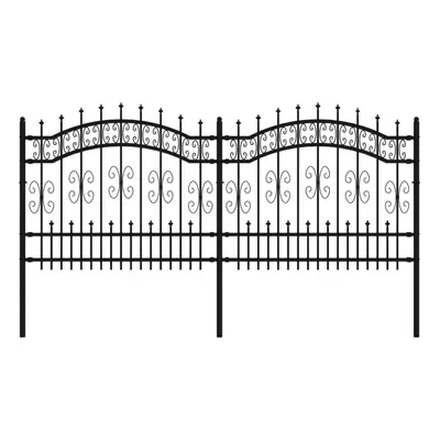 (240 x cm) vidaXL Garden Fence with Spear Top Black Powder-coated Steel Fence Multi Sizes