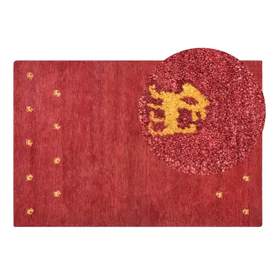 Wool Gabbeh Area Rug x cm Red YARALI