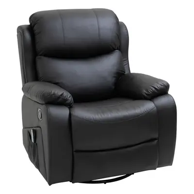 HOMCOM Massage Recliner Chair Manual Reclining Chair with Footrest Remote Black