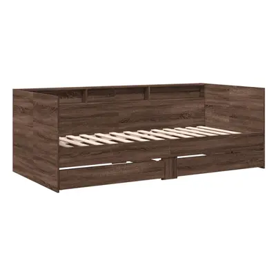 (brown oak, x cm) vidaXL Daybed with Drawers Sofa Bed Guest Bed Black 100x200 cm Engineered Wood