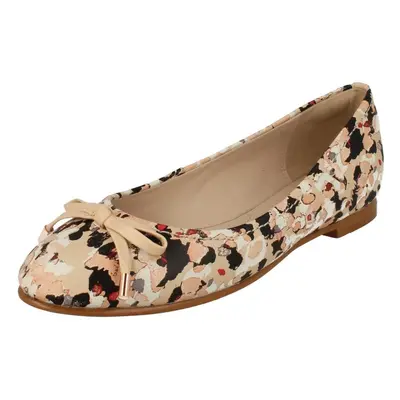 (UK 7, Floral (Beige)) Ladies Clarks Flat Dolly Shoes Grace Lily - D Fit