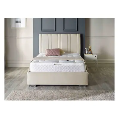 (6FT SUPER KING, CREAM) Lilly Upholstered Soft Velvet Bed Frame