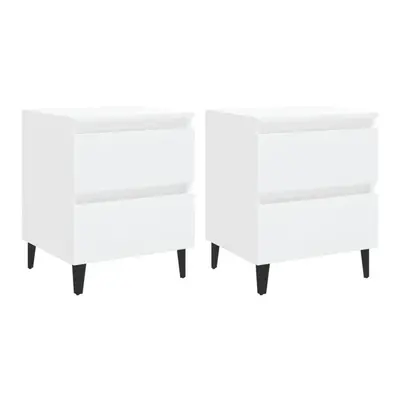 vidaXL 2x Bed Cabinets High Gloss White Engineered Wood Nightstand Furniture