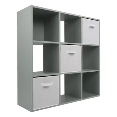 (3 White Drawers) Charles Jacobs Grey Cube Open Book Shelf Storage