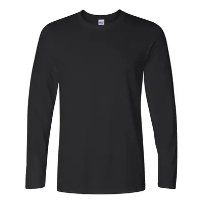 (S, Black) Gildan Mens Soft Style Long Sleeve T-Shirt (Pack Of 5)