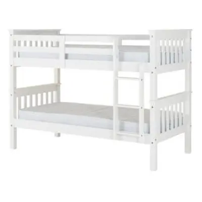 Neptune Single 3ft Bunk MDF Bed Frame White With Pine Slats