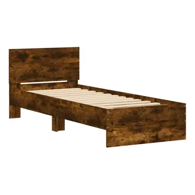 (smoked oak, x cm) vidaXL Bed Frame with Headboard Bedroom Bed Base Mattress Foundation Bedstead