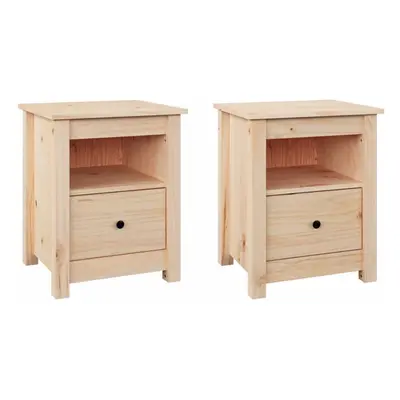 (Brown, 2) vidaXL 1/2x Solid Wood Pine Bedside Cabinet Wooden Side Table Multi Colours