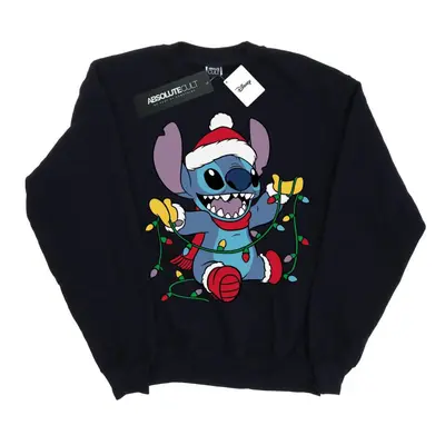 (5XL, Navy Blue) Disney Mens Lilo And Stitch Christmas Lights Sweatshirt