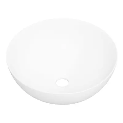 vidaXL Wash Basin Countertop Wash Sink Cloakroom Basin White Ceramic Round