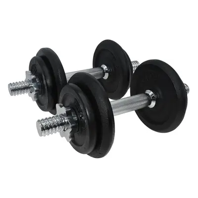 Cast Iron Dumbbell Set - 2x Handles 4x 1.25KG & 4x 2.5KG Plates - Storage Case