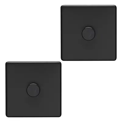 2 PACK Gang Dimmer Switch Way LED SCREWLESS MATT BLACK Light Dimming Wall