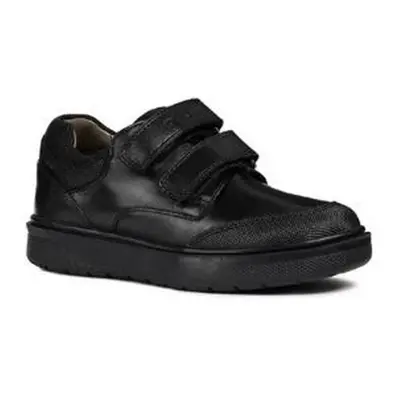 (12.5 UK Child, Black) Geox Boys J Riddock Touch Fastening Leather Shoe