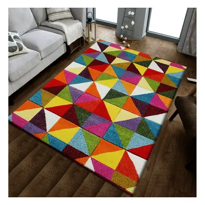 (G-Triangles, 120cm x170cm) Modern Design Hand Carved Runner Multi Colour Rugs