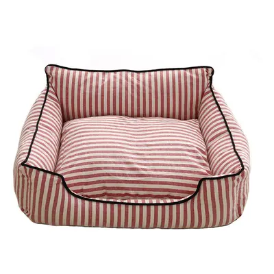 (Red, L) Stripe Pattern Pet Sofa Bed Mat Dog Cat Sofa Kennel