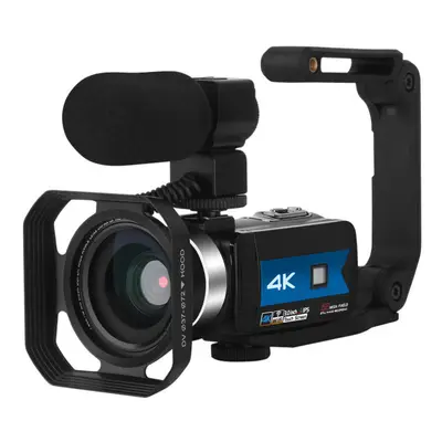 (Blue) Zoom 4K Video Camera Camcorder for Youtube Live Stream Broadcast IR Night Vision 6MP 16X 