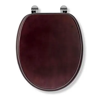 Croydex Solid Wood Toilet Seat, Mahogany - Chrome Fitting