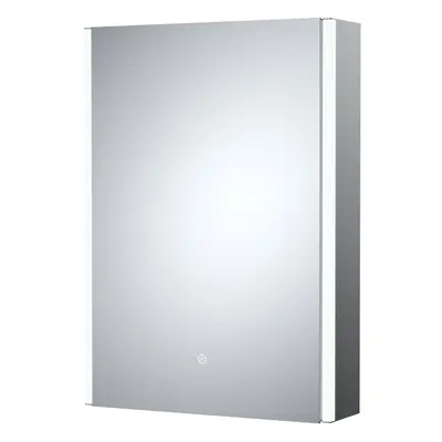 Rectangular Door Touch Sensor Mirror Cabinet with Shelves, Demister & Shaver Socket, 500mm - Whi