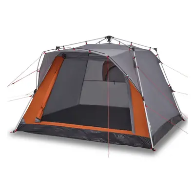 (Grey and orange) vidaXL Camping Tent Cabin 4-Person Lightweight Tent Dome Tent Quick Release