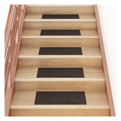 vidaXL 15x Self-adhesive Stair Mats Rectangular Dark Brown Stair Protector