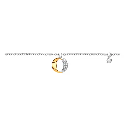 Jewelco London Ladies Rhodium & Yellow Gold-Plated Sterling Silver Cubic Zirconia O Halo Hoop Ch