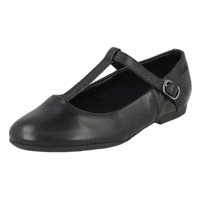 (UK Child, Black) Girls Clarks T-Bar School Shoes Erica Lola - G Fit