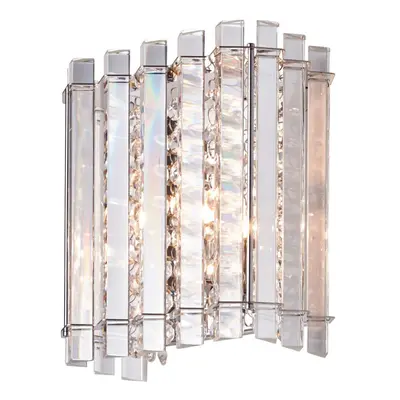 Glass Wall Light Clear Crystal & Chrome Plate 28W G9 Dimmable Living Room