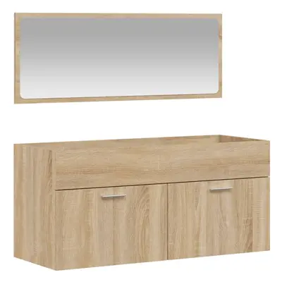 (sonoma oak) vidaXL Bathroom Cabinet Vanity Unit Cupboard with Mirror White Engineered Wood