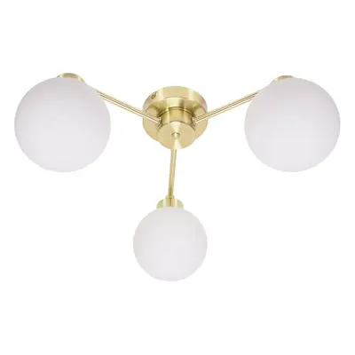 ValueLights Jonah Gold Arm Globe Ball Shade Flush Ceiling Light