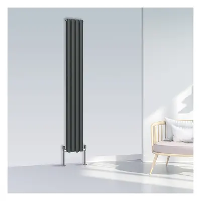 (1800x236mm Double, Anthracite) NRG Oval Column Designer Radiator Horizontal Vertical Central He