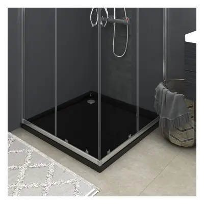 vidaXL Square ABS Shower Base Tray Black Bathroom Plumbing Shower Parts Set