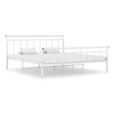 vidaXL Bed Frame White Metal 200x200 cm Bedroom Furniture Bed Base Bedstead