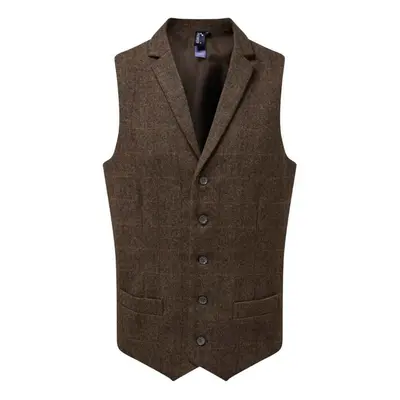 (XL, Brown) Premier Mens Herringbone Waistcoat