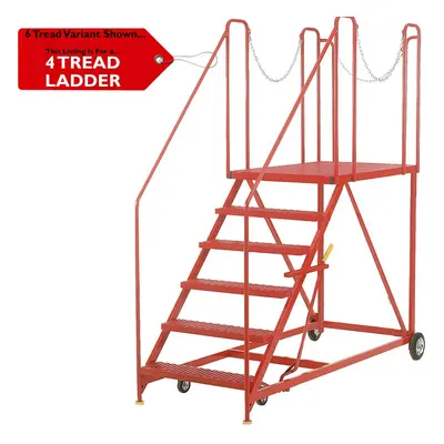 4 Tread Wide Truck Dock Loading Stairs Non Slip Platform Vehicle Step Ladder