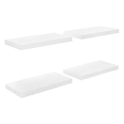 vidaXL 4x Floating Wall Shelves High Gloss White 50x23x3.8 cm MDF Bookcase