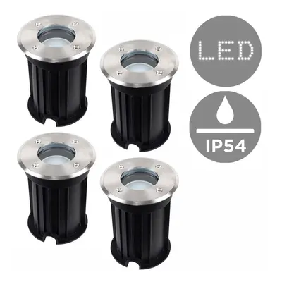 Pack of - Modern Bushed Chrome IP54 Rated Outdoor Garden Walk Over Lights