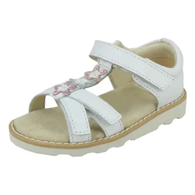 (White, UK 8.5 Child) Girls Clarks Casual Sandals Crown Flower